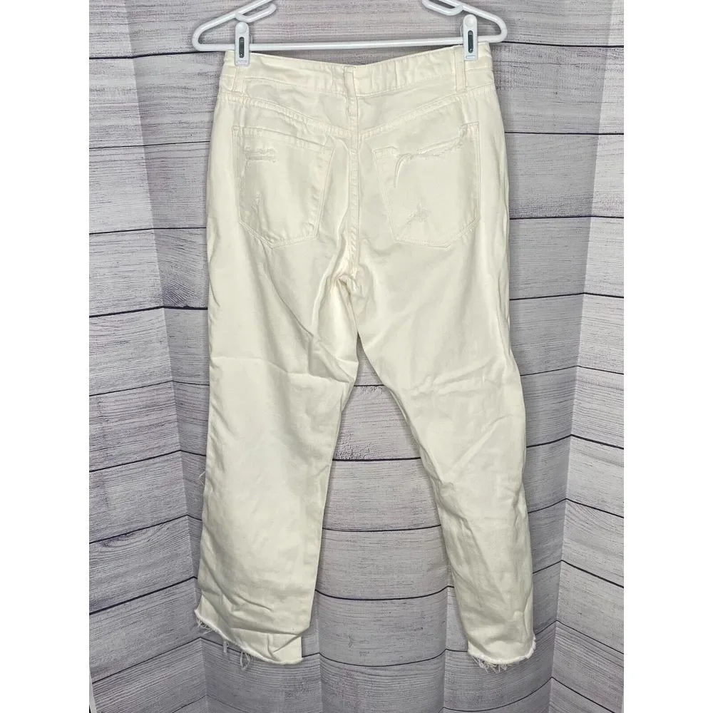 Flying Monkey jeans women's size 26 white distressed wide leg cropped‎ NWOT